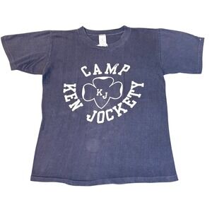 Vintage 70s Velva Sheen Girl Scouts t shirt Camp Ken Jockety small Blue